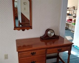 Desk, Mantle Clock, Mirror