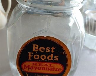 Old Paper Label Mayonnaise Jar