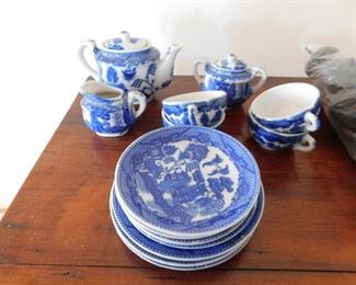 Miniature Blue Willow Tea Set 