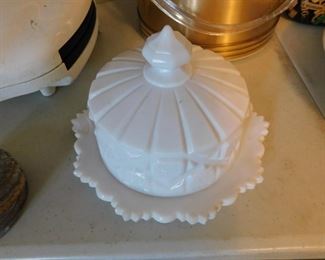 Milk Glass Butter Dish