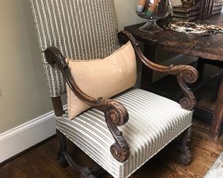 Pair of antique Carved Italian arm chairs. 
