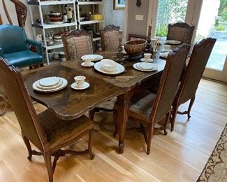 Draw Leaf Parquetry Top Dining Table