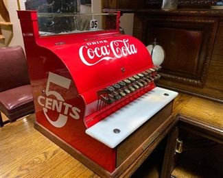 Antique Cash Register w Coca- Cola Motif