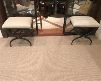 Pair of Restoration Hardware x form stools. 