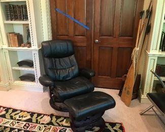 Leather recliner and ottoman 