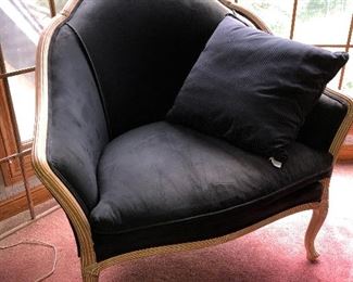 Dark green upholstered side chairs, 2