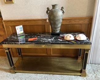 Marble top/brass entry table