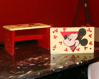 Vintage, Walt Disney, Mickey Mouse, Step Stool, Stools