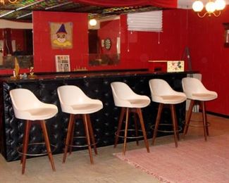 Mid Century, Danish Modern, Bar Stools, Retro, 1960's, Bar, Basement, Rumpus Room, Vintage, Light Fixtures, Ceiling Light, Trophies, Wall Decor, Walt Disney, Mickey Mouse, Step-Stools