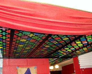 Mid Century, Retro, 1960's, Bar, Vintage, Light Fixture, Ceiling Light, Colored Glass Panels