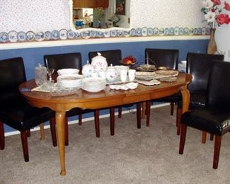 Vintage Dining Table, Lenox China, Set, Butterfly Meadow, Leather Chairs, Dining Chair, Parsons Chairs, Crystal, Serving Pieces, Platters, Biscuit Jar, Relish Tray