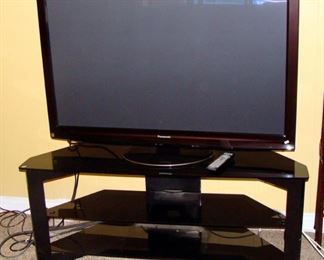 Panasonic TV, 50" Flat Screen, Television, Glass Media Stand, Console