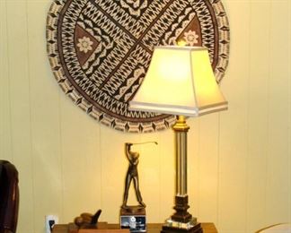Vintage Golf, Trophies, Marlin McKeever, Books, Arnold Palmer, Table Lamp, Fijian Tapa Bark Cloth, Wall Hanging