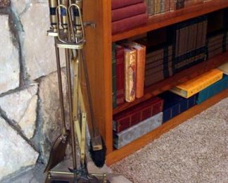 Vintage Fireplace Tools, Set, Brass, Marble