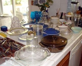 Pyrex, Enameled Cast Iron, Covered Casserole, Flatware, Pitchers, Mixing Bowls