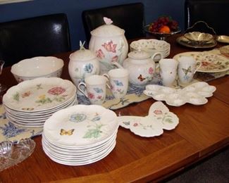 Lenox Butterfly Meadow China, Dinner Plates, Bowls, Trivet, Deviled Egg Plate, Tea Pot, Mugs, Canisters, Serving Bowl, Silver Plate