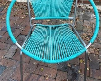 aqua patio chair (2 chairs, 1 ottoman, 1 table w/o glass in the set)