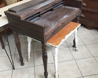 spinet desk and small turned leg table