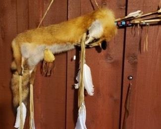Native American Red Fox arrow bag /leather quiver with arrows