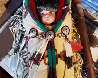 Native American porcelain Papoose doll