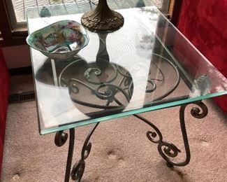 Glass and metal end tables, 2