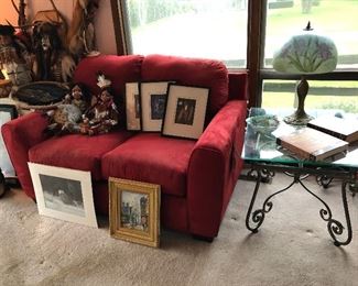 Loveseat, end table, Native American decor