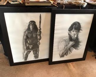 Native American sketches, signed and numbered