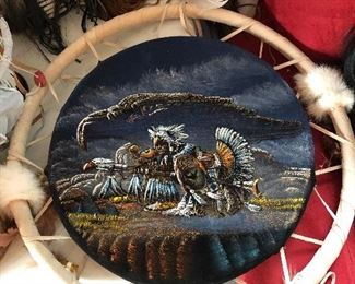 Large dreamcatcher, leather, hand painted