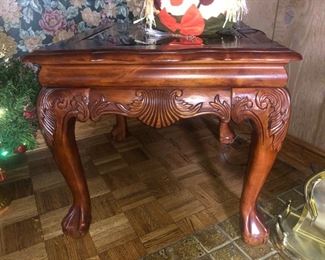 End table with glass top
