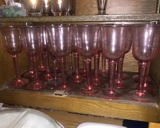 Pink glass stemware