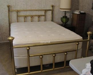 Like new Queen Size Mattress/Box Spring. Brass Bed Frame
