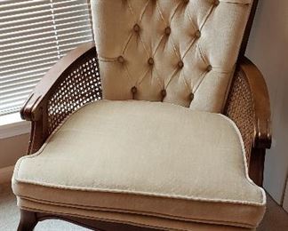 velvet/cane arm chair