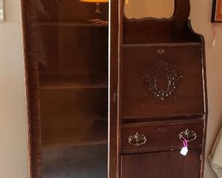 Antique drop leaf desk with bookcase