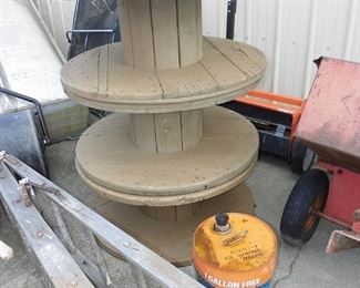 huge wooden spools