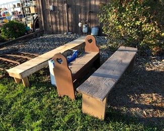wooden benches