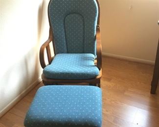 Blue Glider Chair w/Footstool