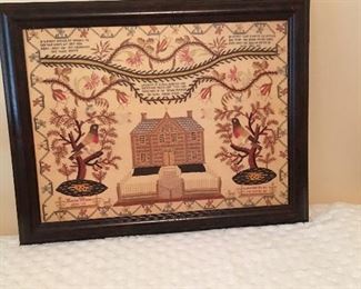Marion Wilson age 13, Cross Stitch Reproduction 20X25 framed