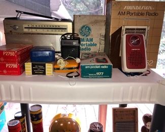 Vintage radios, some new in the box
