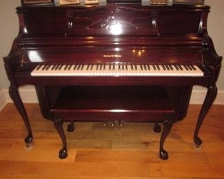 Charles R. Walter Cherry Wood Upright Piano