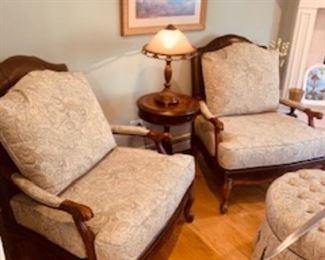 Ethan Allen Leather Chairs with ottoman