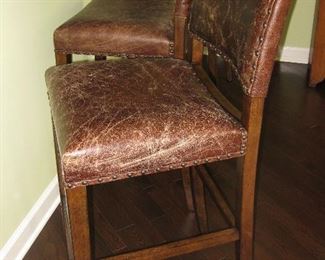 3 Pottery Barn leather stools