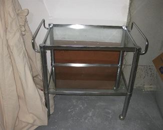 glass and chrome tea cart