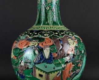 A Massive Double Walled Famille Verte Vase as a