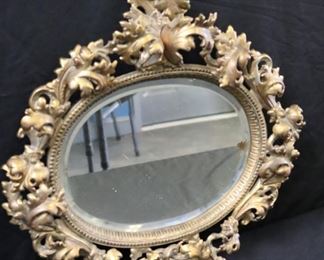 Antique Brass Rococo Style Mirror