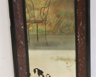 Antique Continental Ebonised Mirror With Marble