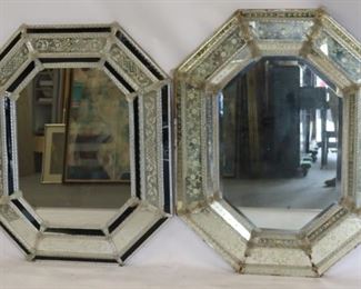 Antique Etched Glass Venetian Mirrors