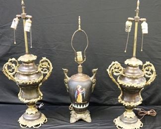 Antique Lamps To Include A Pair And A Single