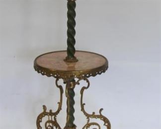 Antique Marble Side Table with Lamp