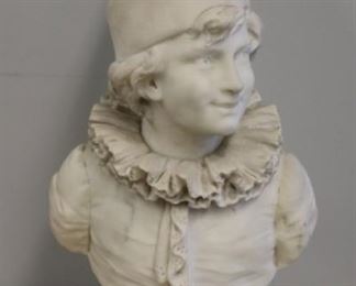 G Lecci Signed Marble Bust Of A Clown