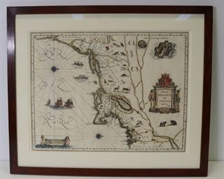 Framed Wm Blaeu Nova Belgica Et Anglia Map